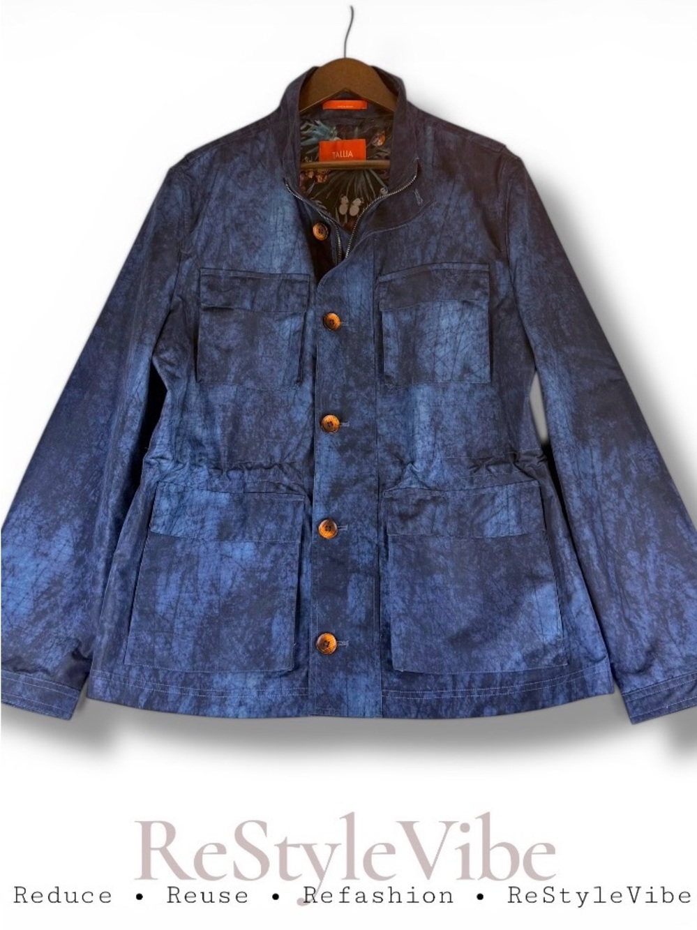 TALLIA Women’s Size M Jacket Coat Lightweight Drawstring Waist Tie-Dye Pattern